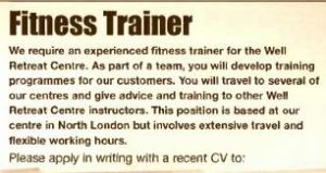 fitness trainer job